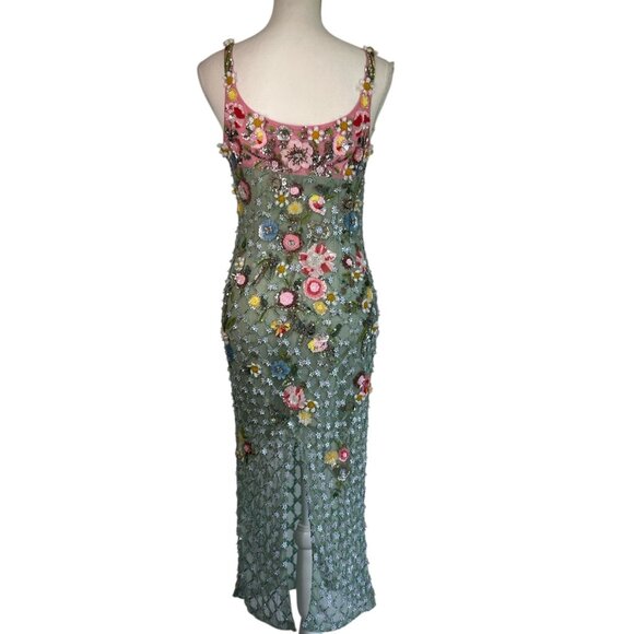 LA FUORI Aurora Twilight Blossom Dress in Misty Green Small New Womens Midi - Picture 6 of 17